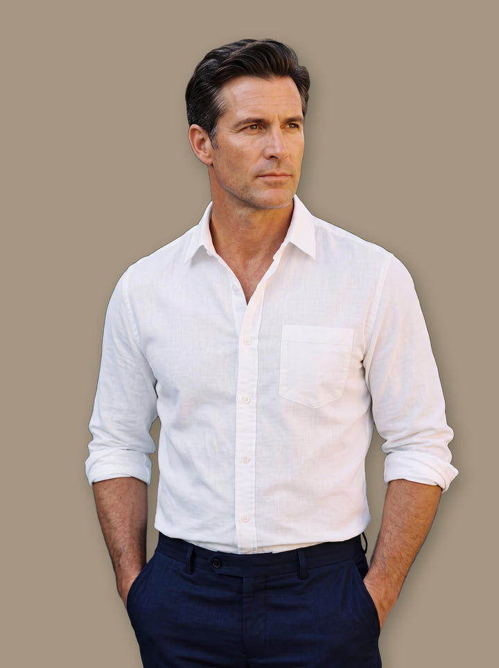 Cecil casual shirt in White, studio - Gentlemens Manor