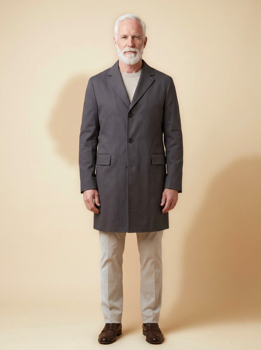 Cedric overcoat in Grey, studio, Gentlemens Manor