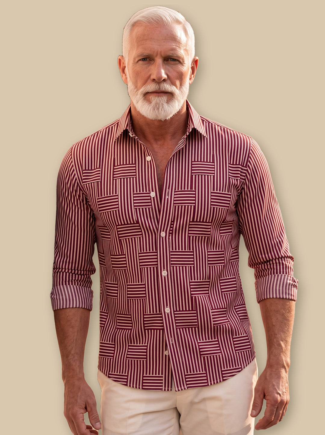 Chadwick casual shirt in Burgundy, studio - Gentlemens Manor