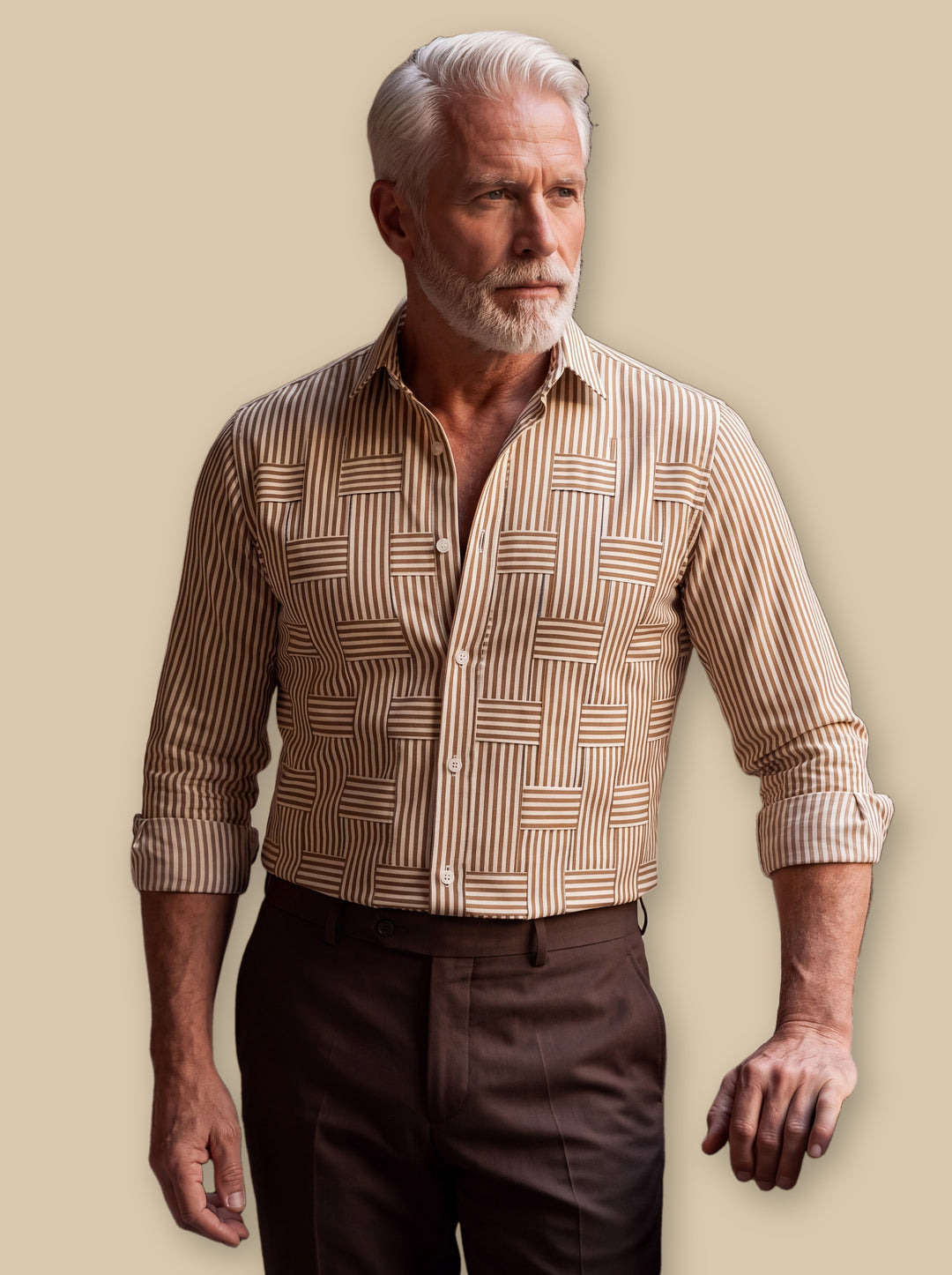 Chadwick casual shirt in Sand, studio - Gentlemens Manor