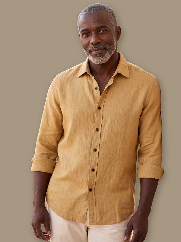 Chance casual shirt in Mustard, studio - Gentlemens Manor