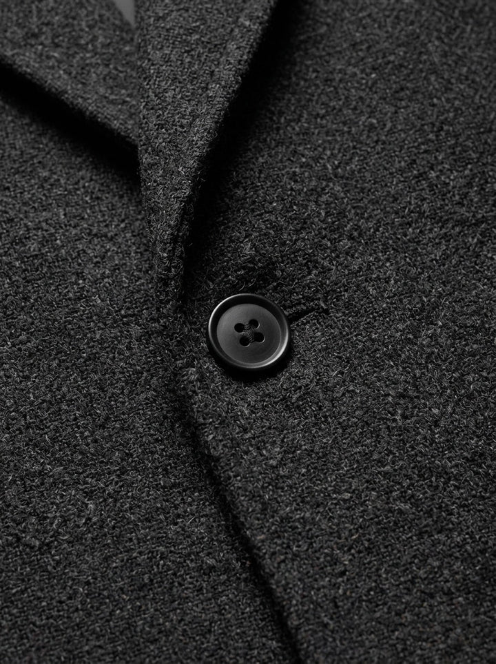 Chapman textured one button overcoat, fabric close up, Gentlemens Manor
