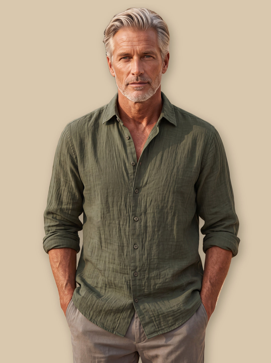 Chase dress shirt in Olive, studio - Gentlemens Manor