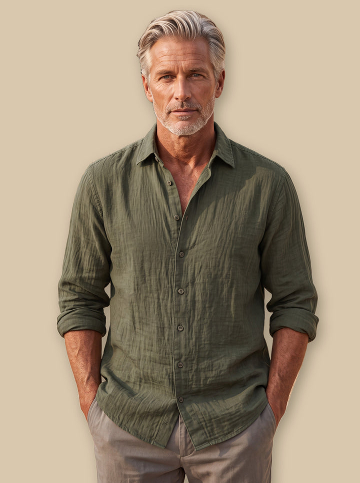 Chase dress shirt in Olive, studio - Gentlemens Manor