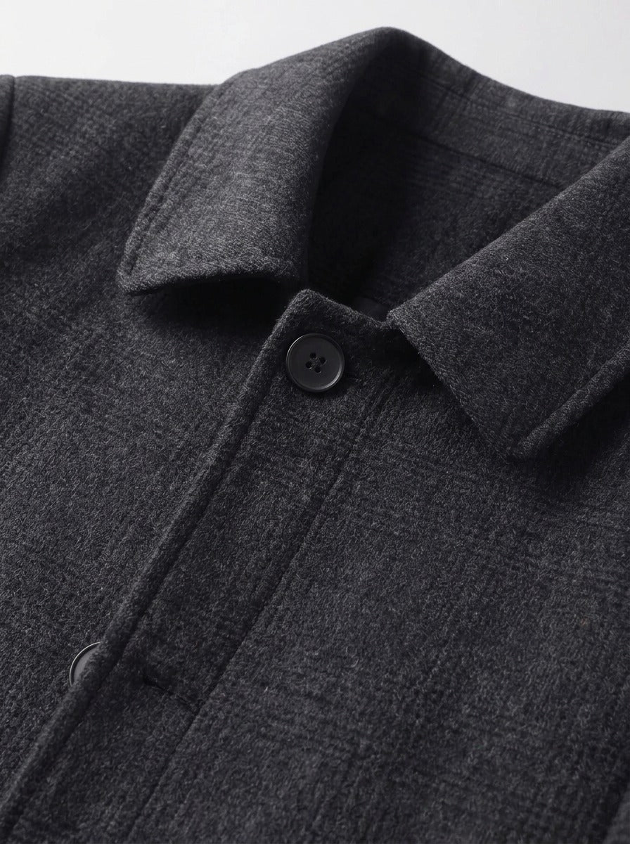 Chatham glen check car coat, fabric close up, Gentlemens Manor