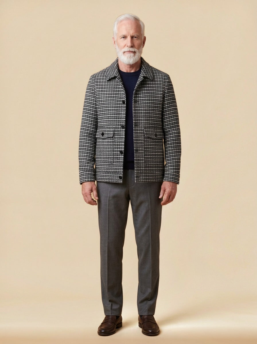 Chesterton houndstooth jacket in Grey, studio, Gentlemens Manor