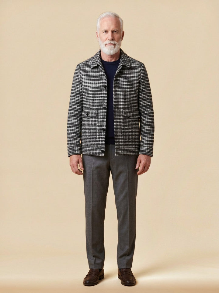 Chesterton houndstooth jacket in Grey, studio, Gentlemens Manor