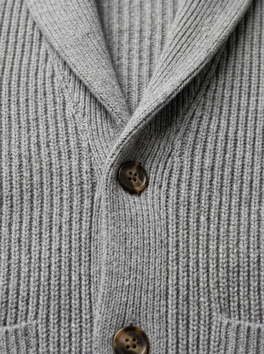 Claiborne shawl collar cardigan, fabric close up, Gentlemens Manor