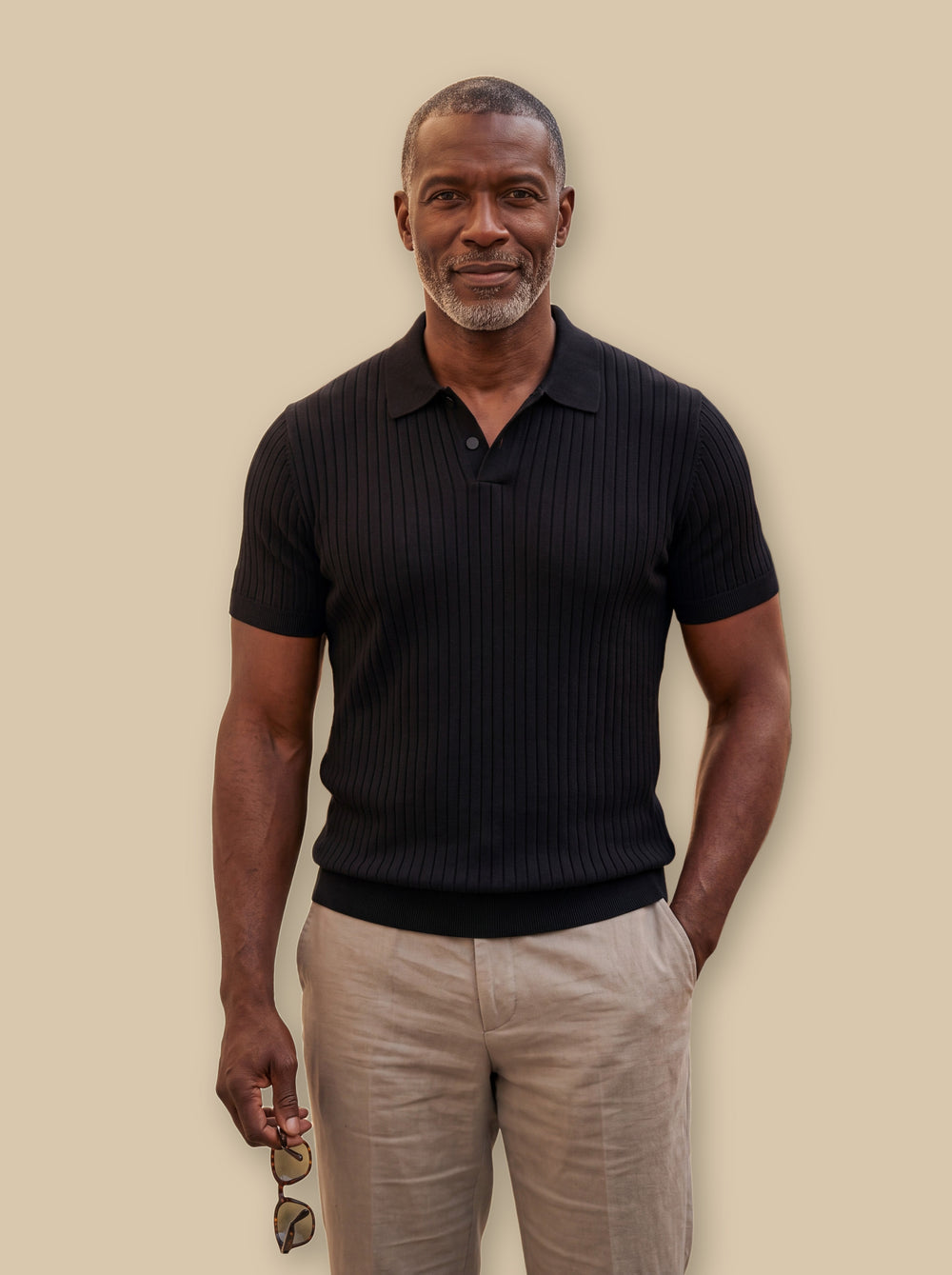 Clarence polo shirt in Black, studio - Gentlemens Manor
