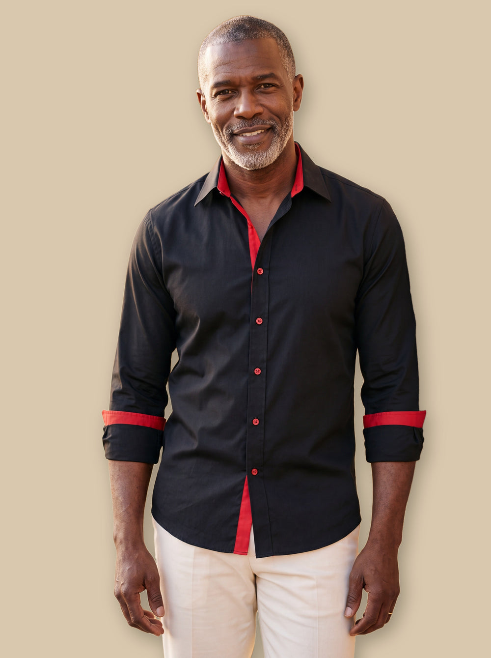 Clark dress shirt in Black/Red, studio - Gentlemens Manor