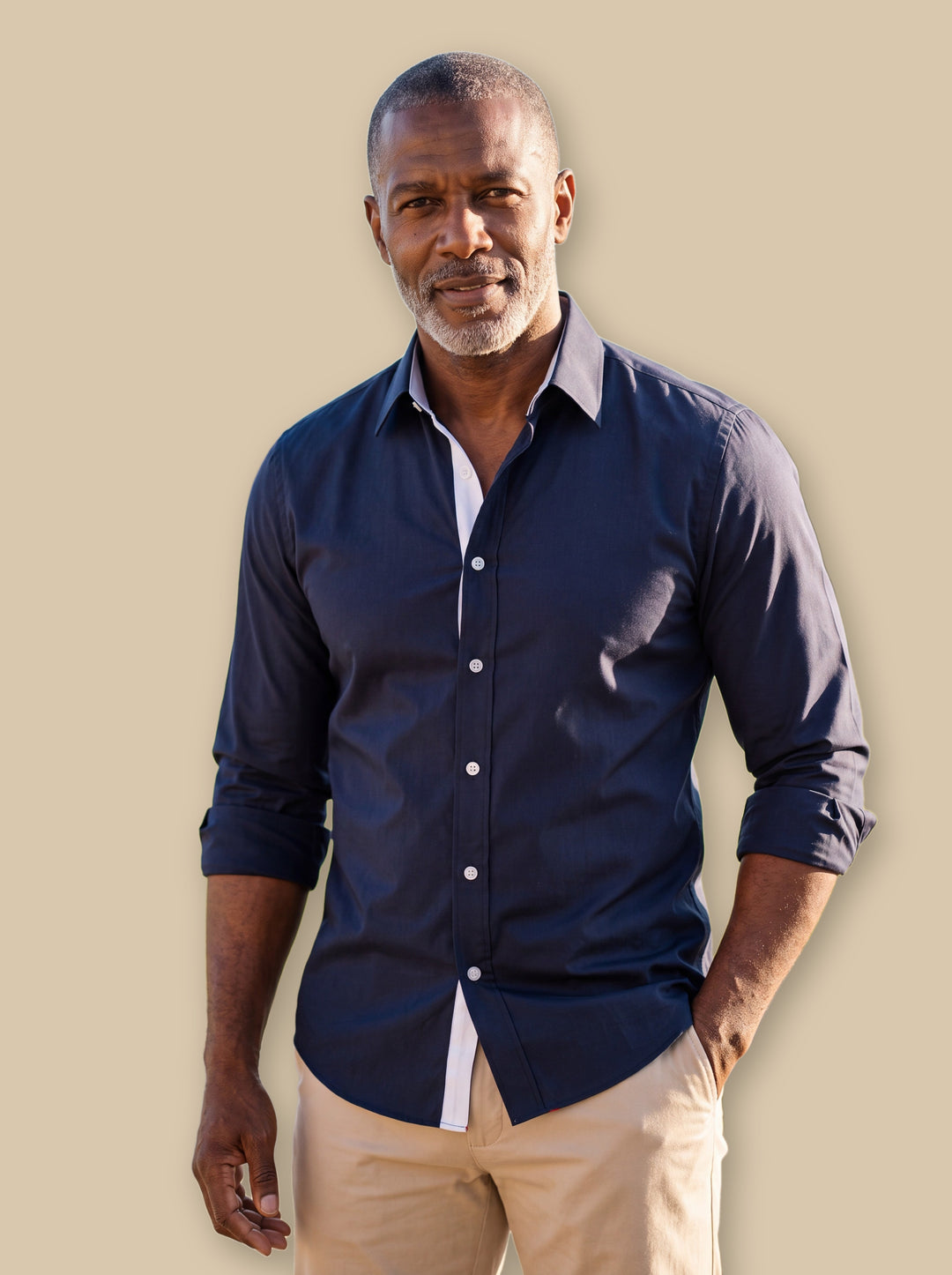 Clark dress shirt in Navy, studio - Gentlemens Manor