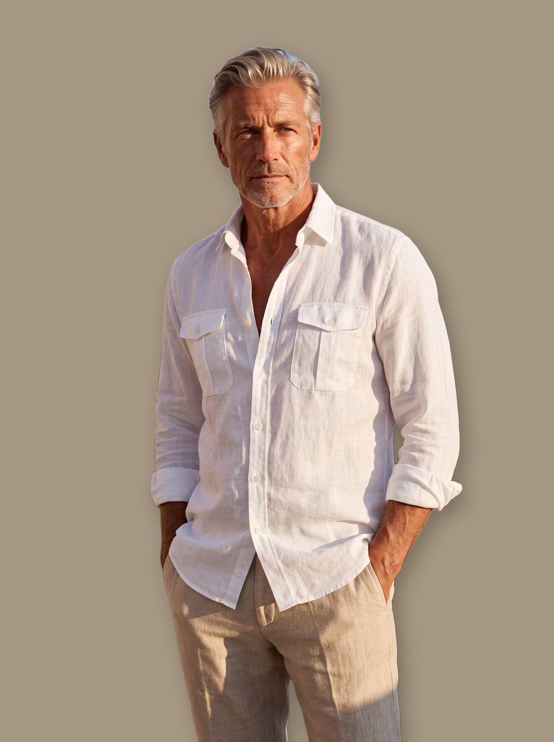 Clayton linen shirt in White, studio - Gentlemens Manor