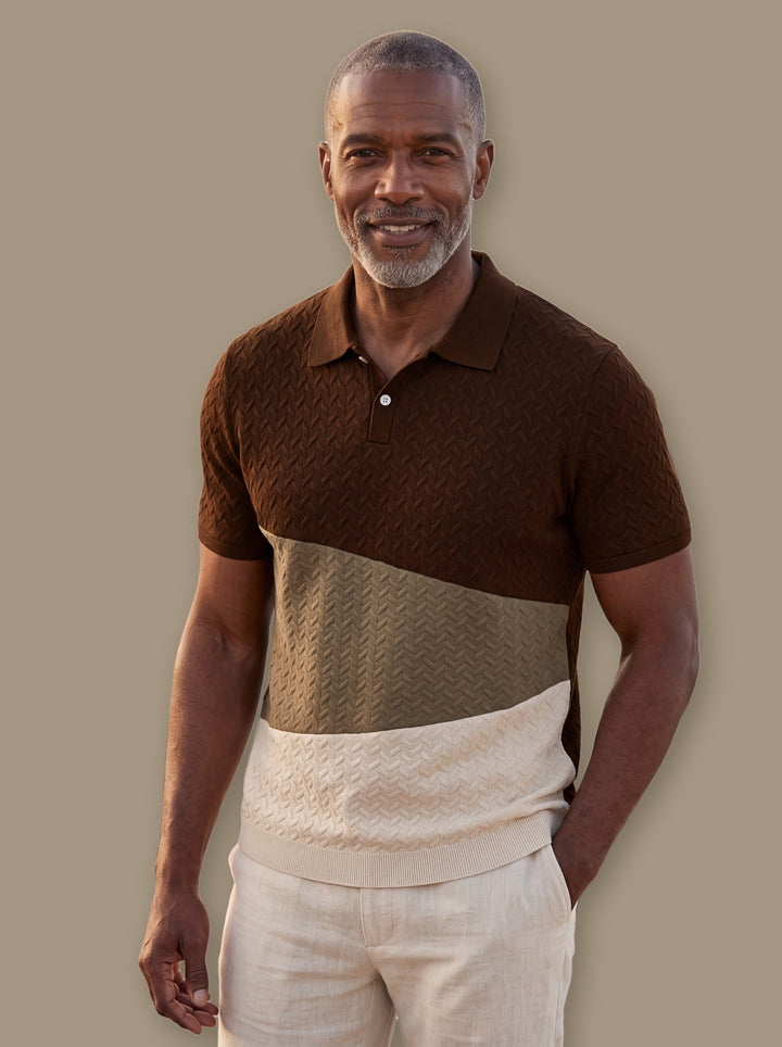 Clifford polo shirt in Brown, studio - Gentlemens Manor