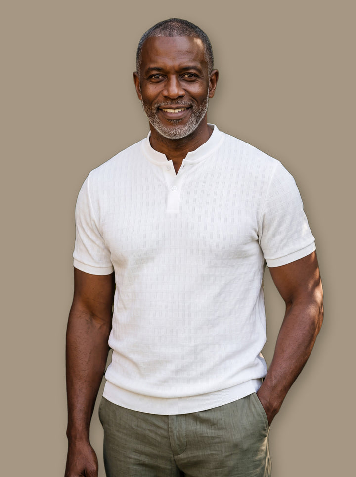 Clifford polo shirt in White, studio - Gentlemens Manor