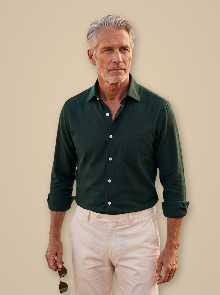 Clifton dress shirt in Green, studio - Gentlemens Manor