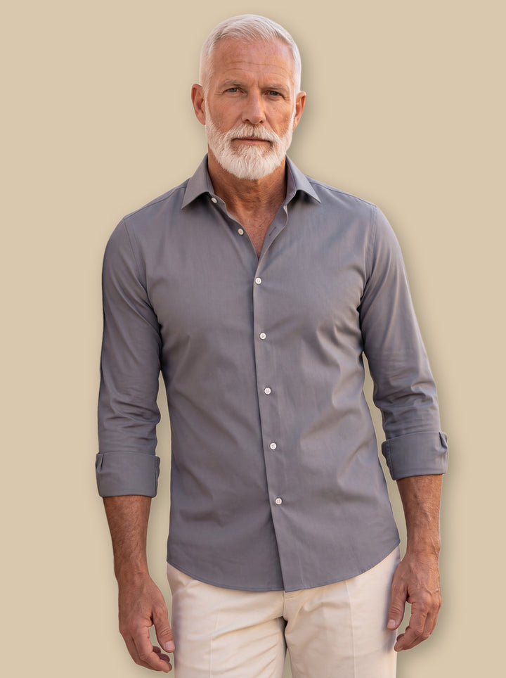 Clinton casual shirt in Grey, studio - Gentlemens Manor