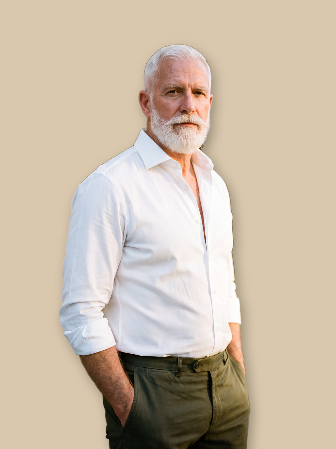 Clinton casual shirt in White, studio - Gentlemens Manor