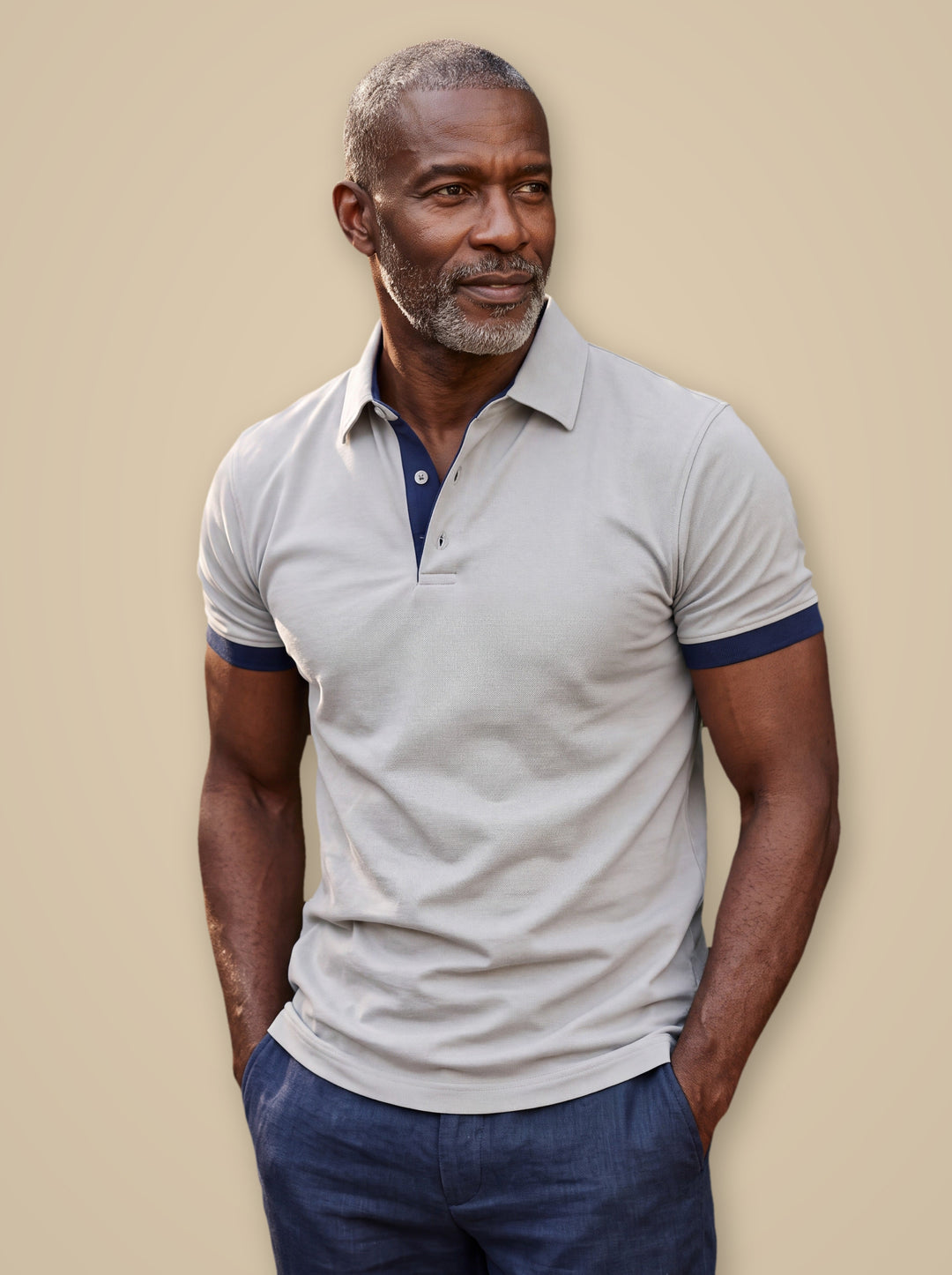 Clyde polo shirt in Light Grey, studio - Gentlemens Manor