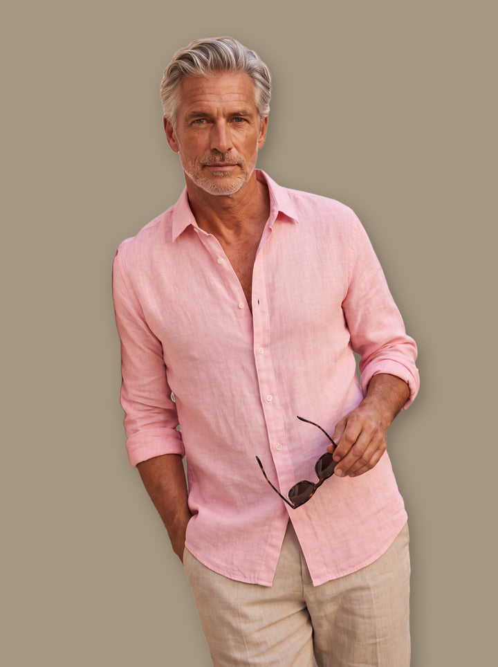 Coleman beach shirt in Pink, studio - Gentlemens Manor