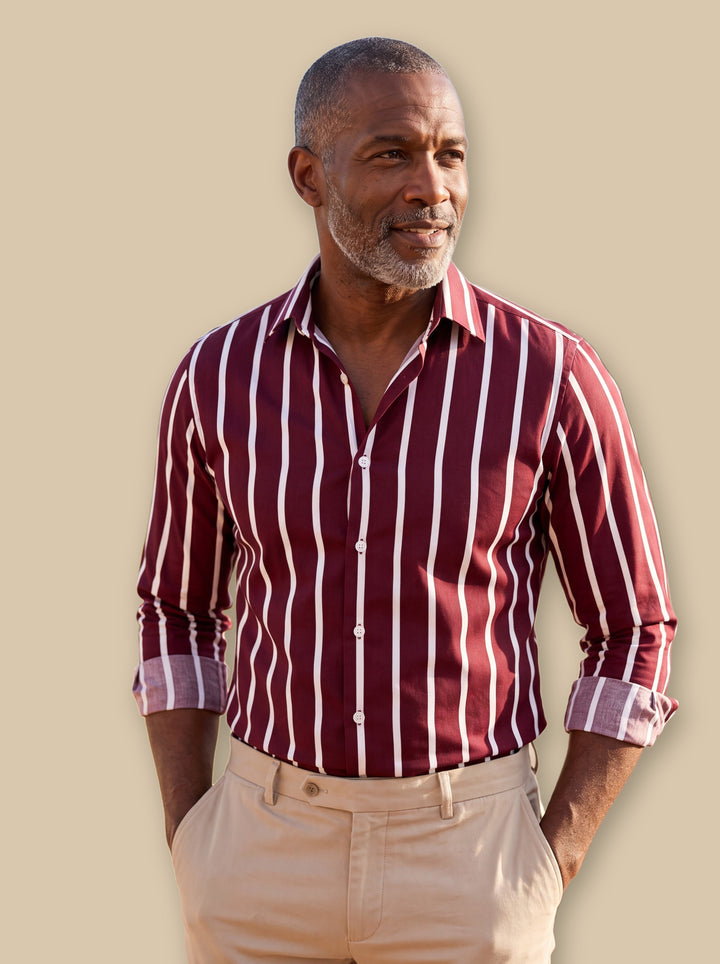 Colton casual shirt in Burgundy, studio - Gentlemens Manor