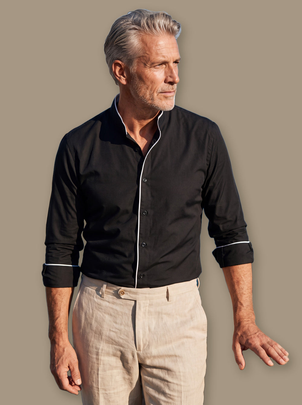 Conrad casual shirt in Black, studio - Gentlemens Manor