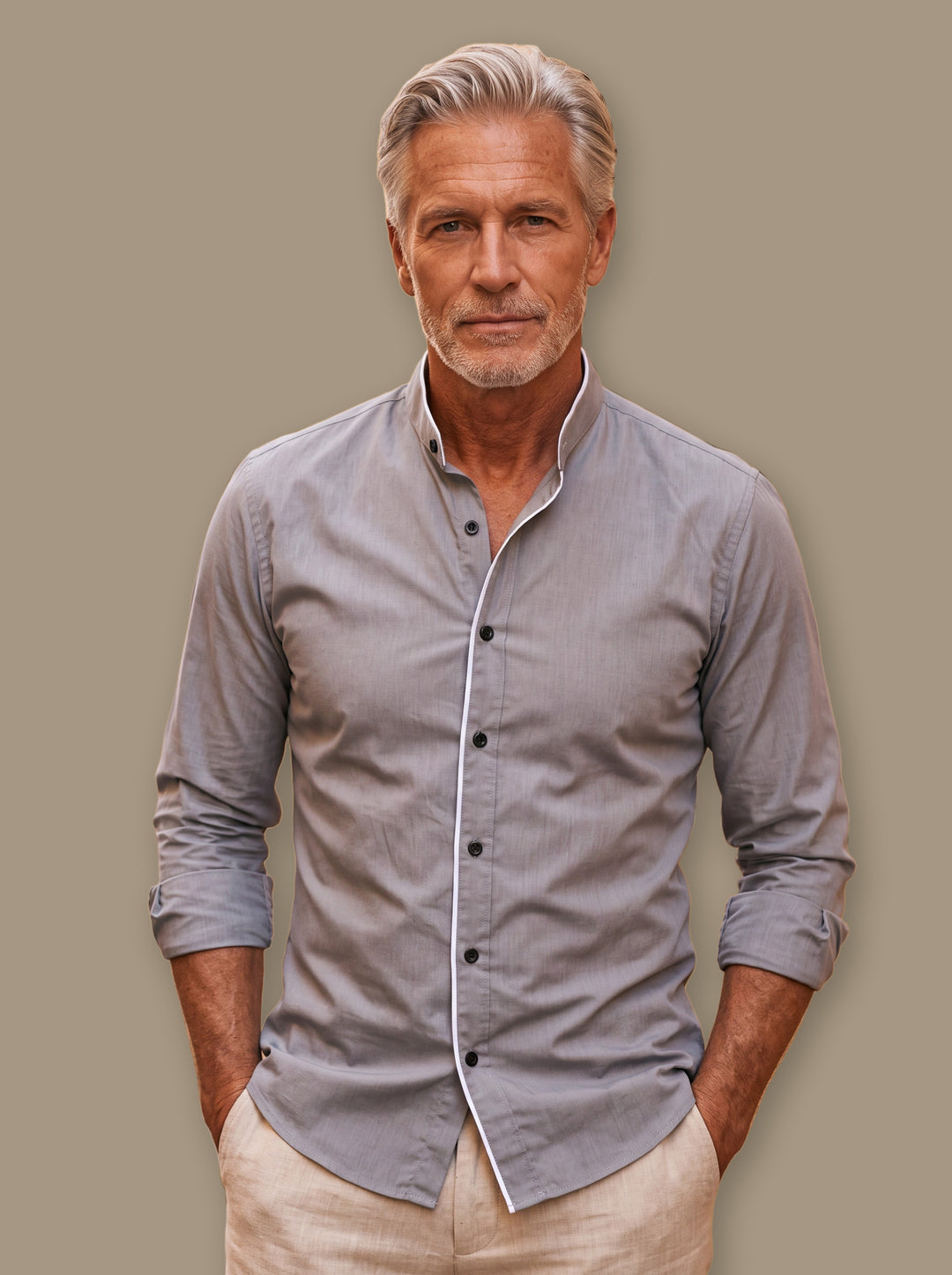 Conrad casual shirt in Grey, studio - Gentlemens Manor