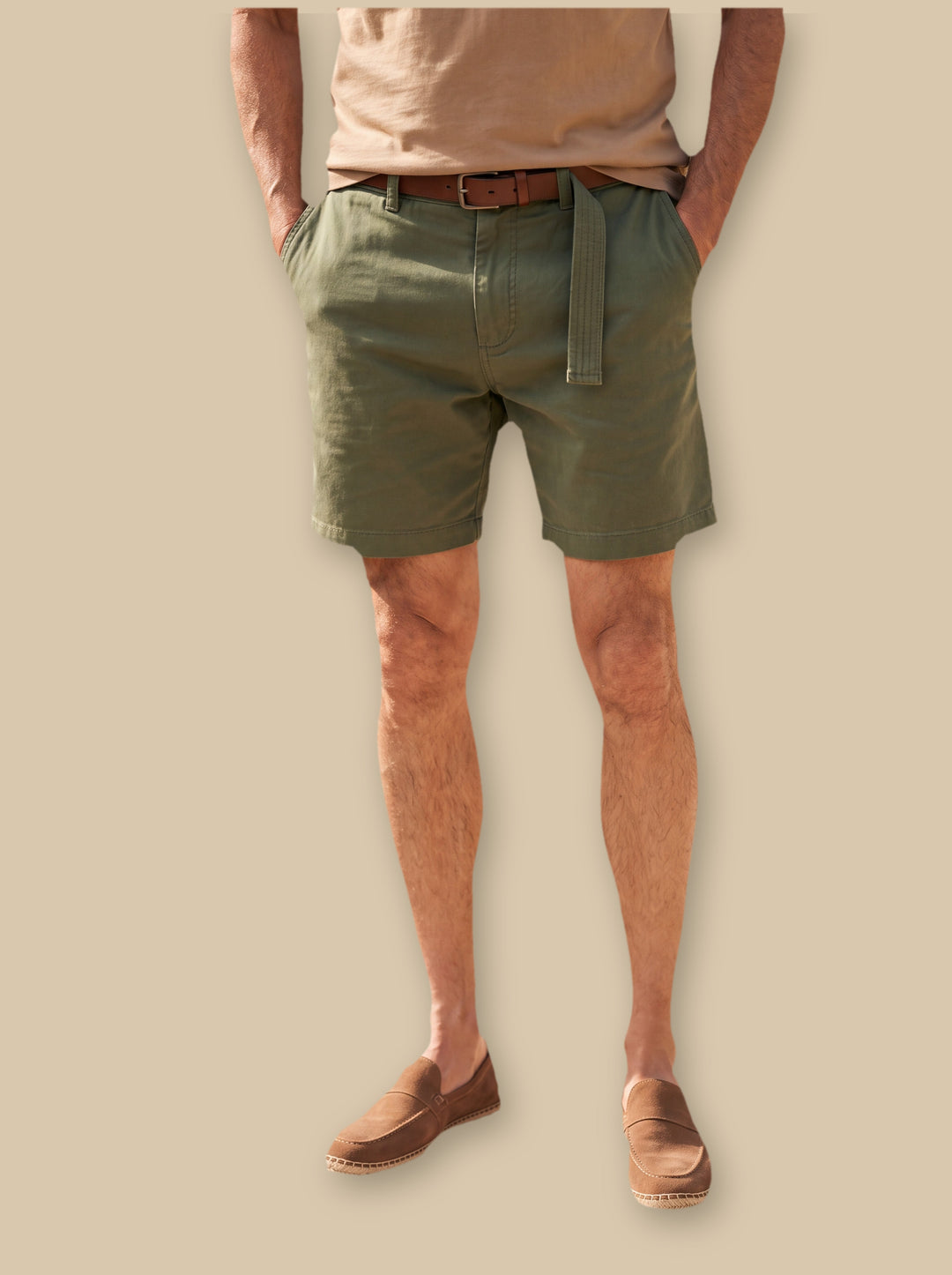 Conrad summer shorts in Olive, studio - Gentlemens Manor