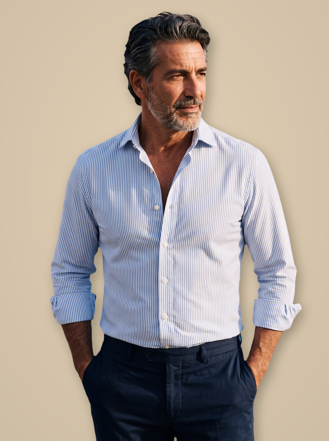 Cooper casual shirt in Light Blue, studio - Gentlemens Manor