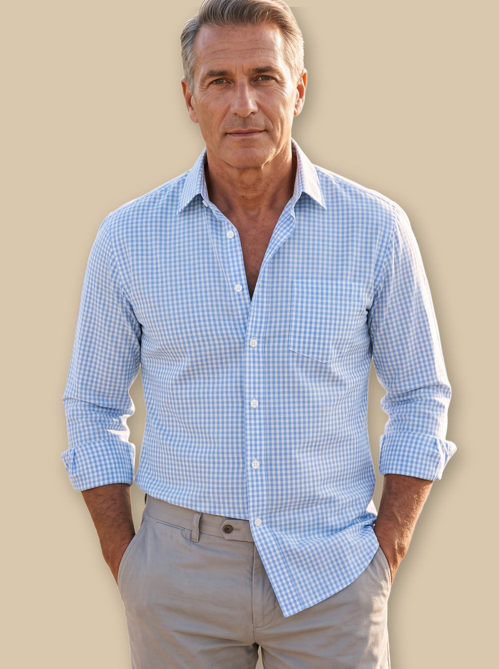 Cornelius casual shirt in Blue, studio - Gentlemens Manor
