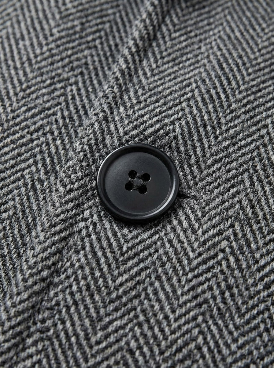 Crandall herringbone overcoat, fabric close up, Gentlemens Manor