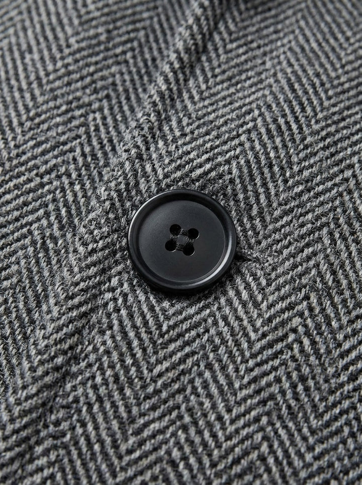 Crandall herringbone overcoat, fabric close up, Gentlemens Manor