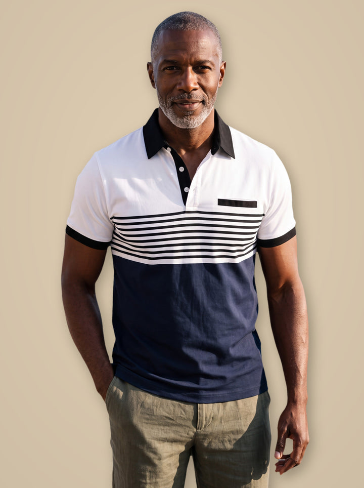 Crawford polo shirt in White, studio - Gentlemens Manor