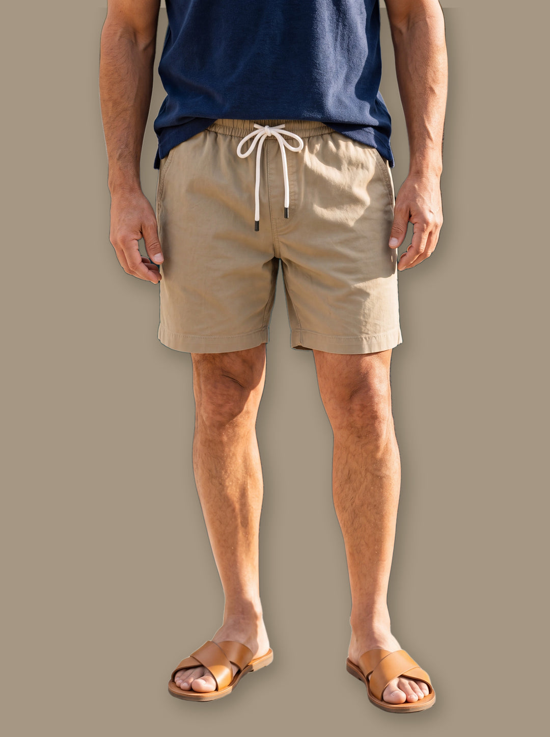 Crawford summer shorts in Sand, studio - Gentlemens Manor