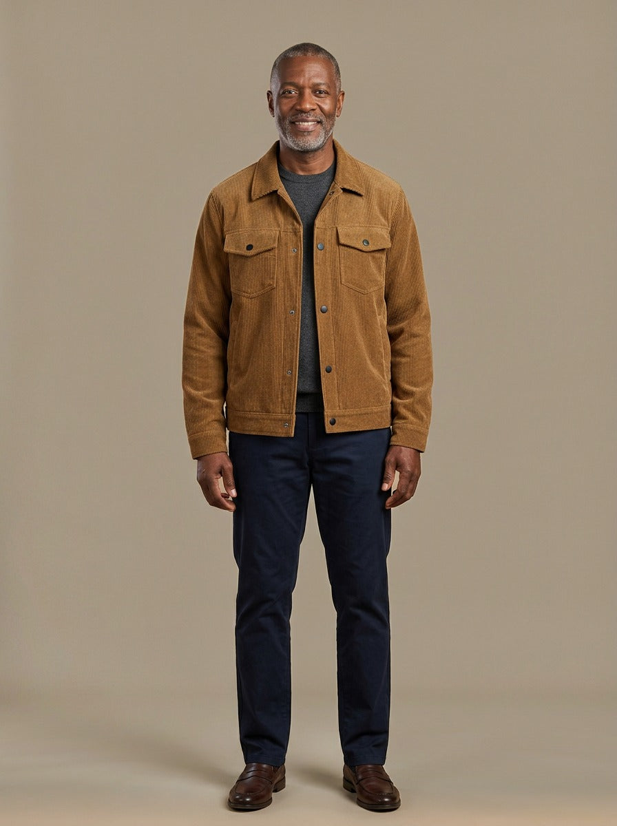 Cromwell corduroy chest pocket jacket in Brown, studio, Gentlemens Manor