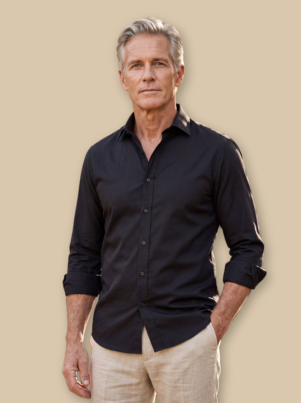 Curtis dress shirt in Black, studio - Gentlemens Manor