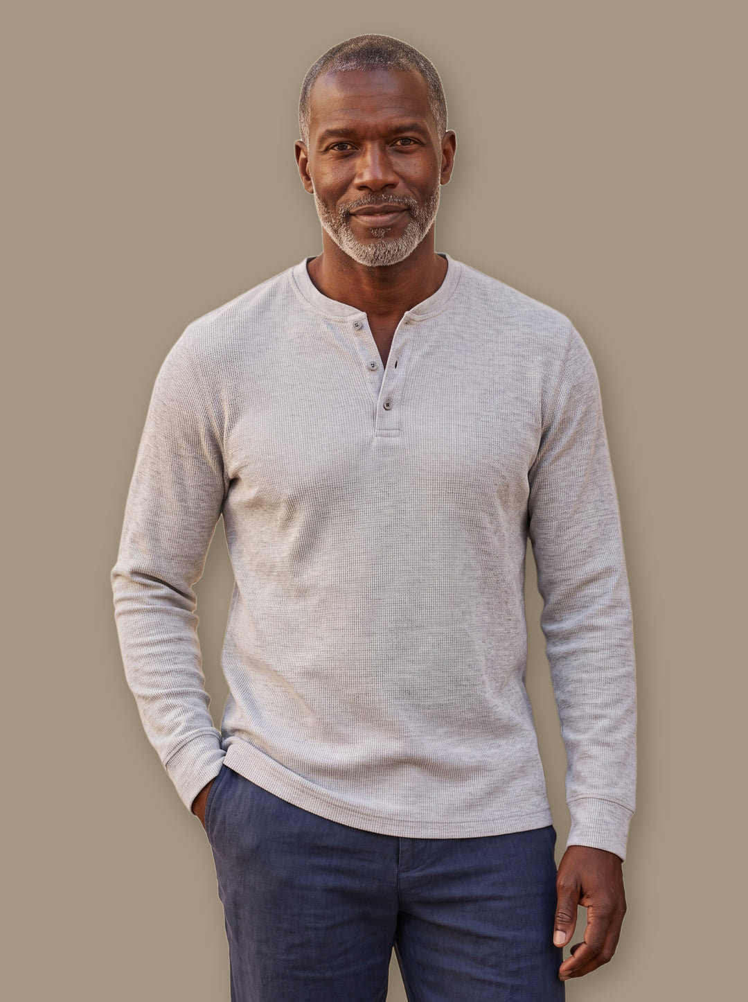 Cyrus henley thermal shirt in Grey, studio - Gentlemens Manor