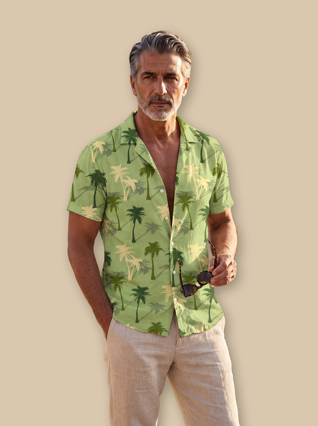 Dale beach shirt in Olive, studio - Gentlemens Manor