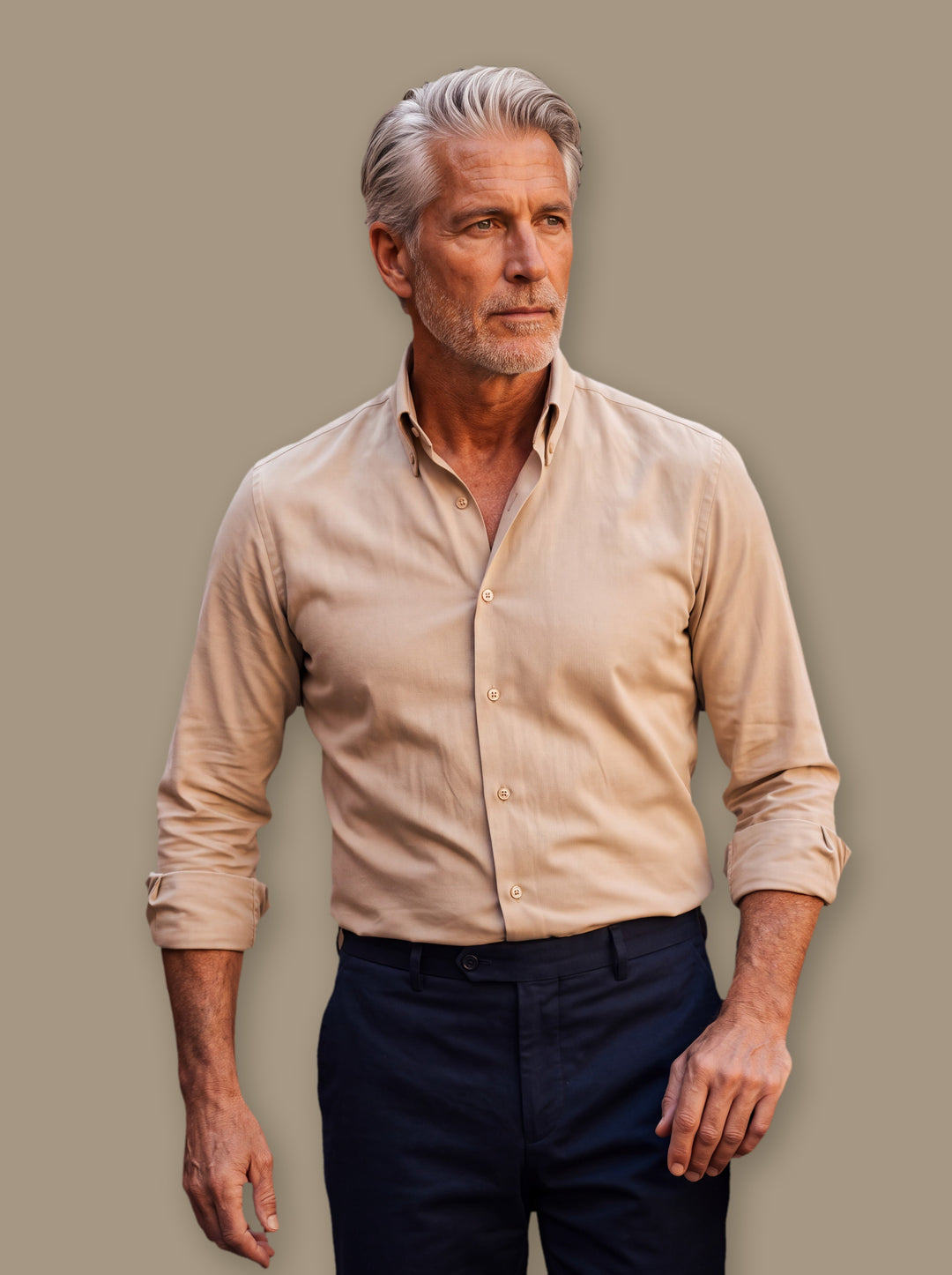 Dallas dress shirt in Sand, studio - Gentlemens Manor