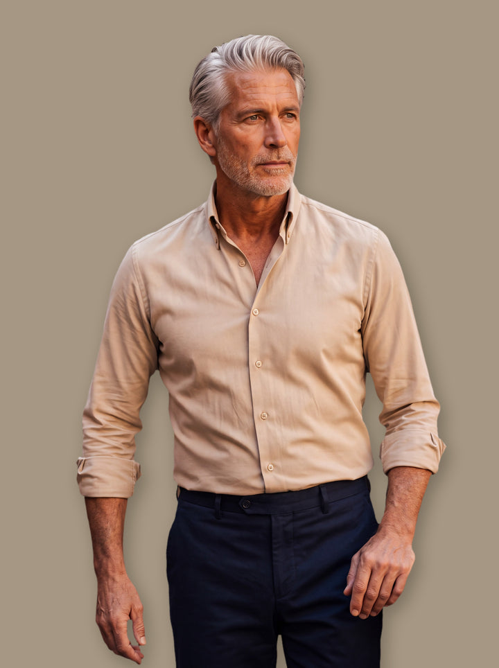 Dallas dress shirt in Sand, studio - Gentlemens Manor