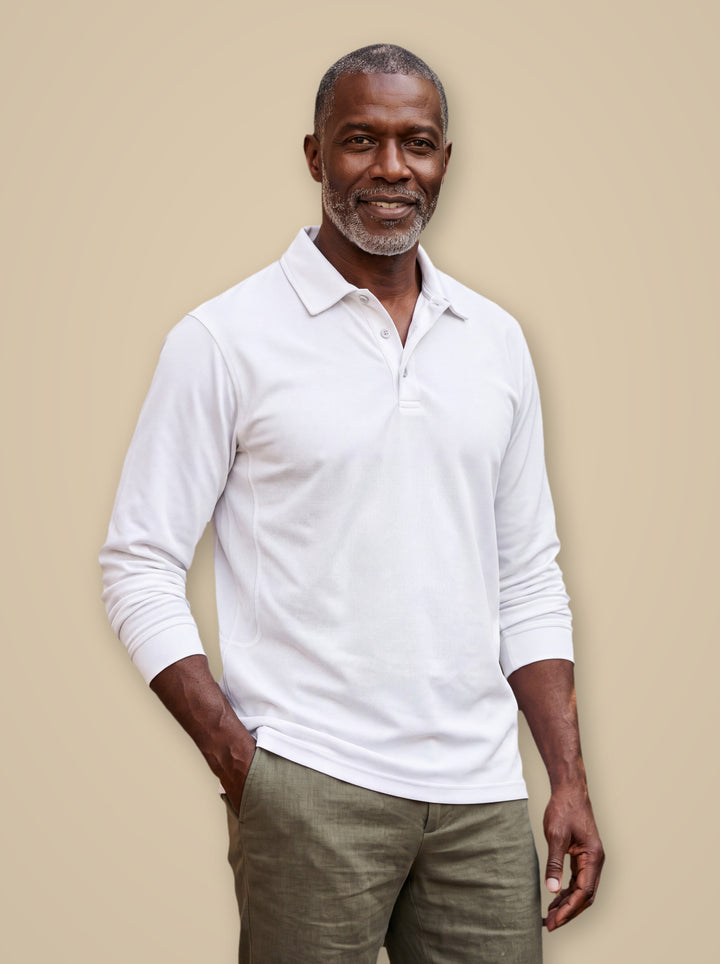 Dalton polo shirt in White, studio - Gentlemens Manor