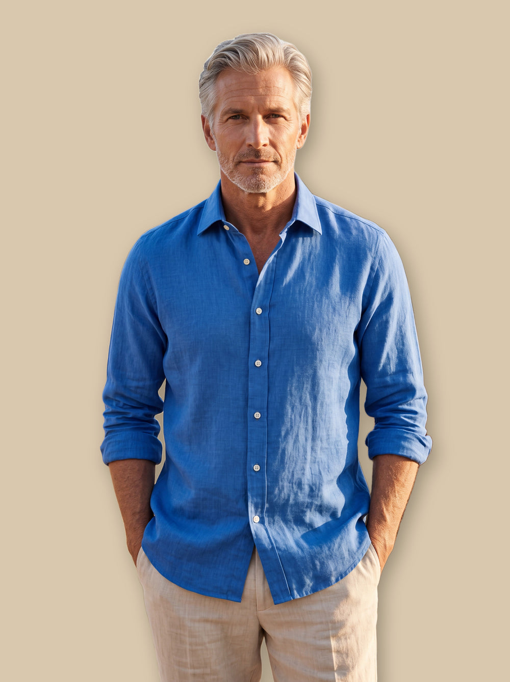 Daniel linen shirt in Blue, studio - Gentlemens Manor