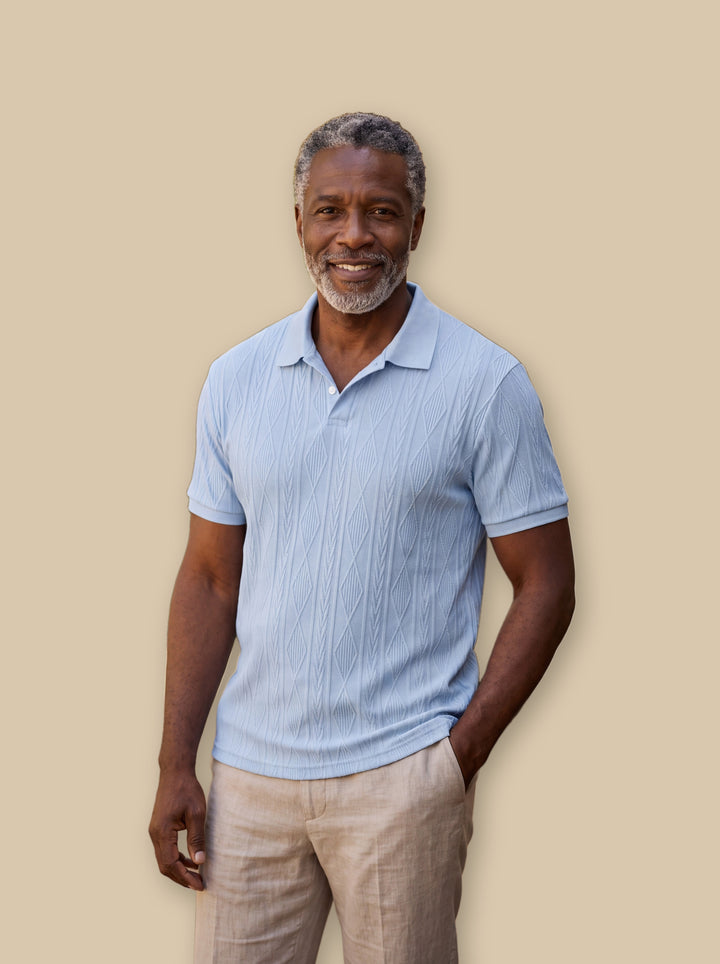 Darby polo shirt in Light Blue, studio - Gentlemens Manor
