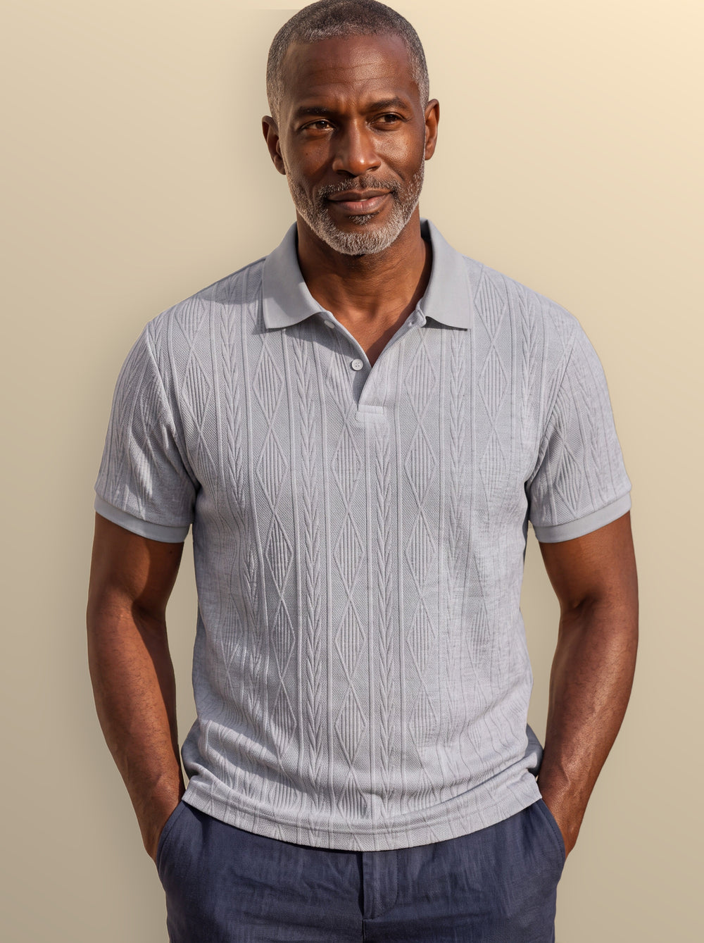 Darby polo shirt in Light Grey, studio - Gentlemens Manor