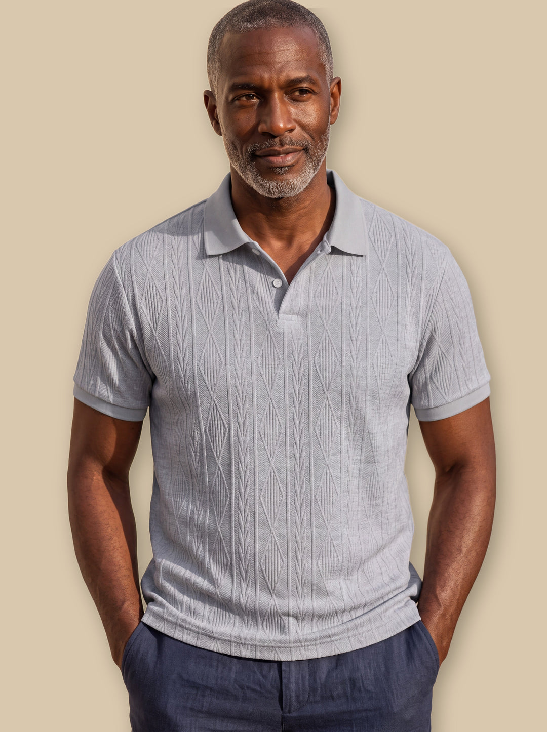 Darby polo shirt in Light Grey, studio - Gentlemens Manor