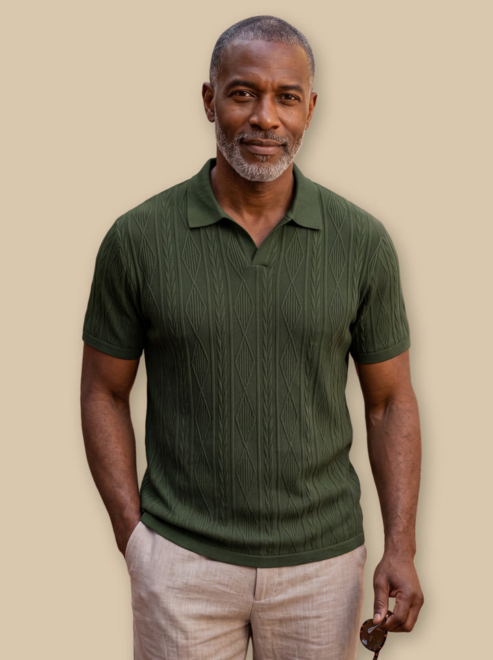 Darby polo shirt in Olive, studio - Gentlemens Manor