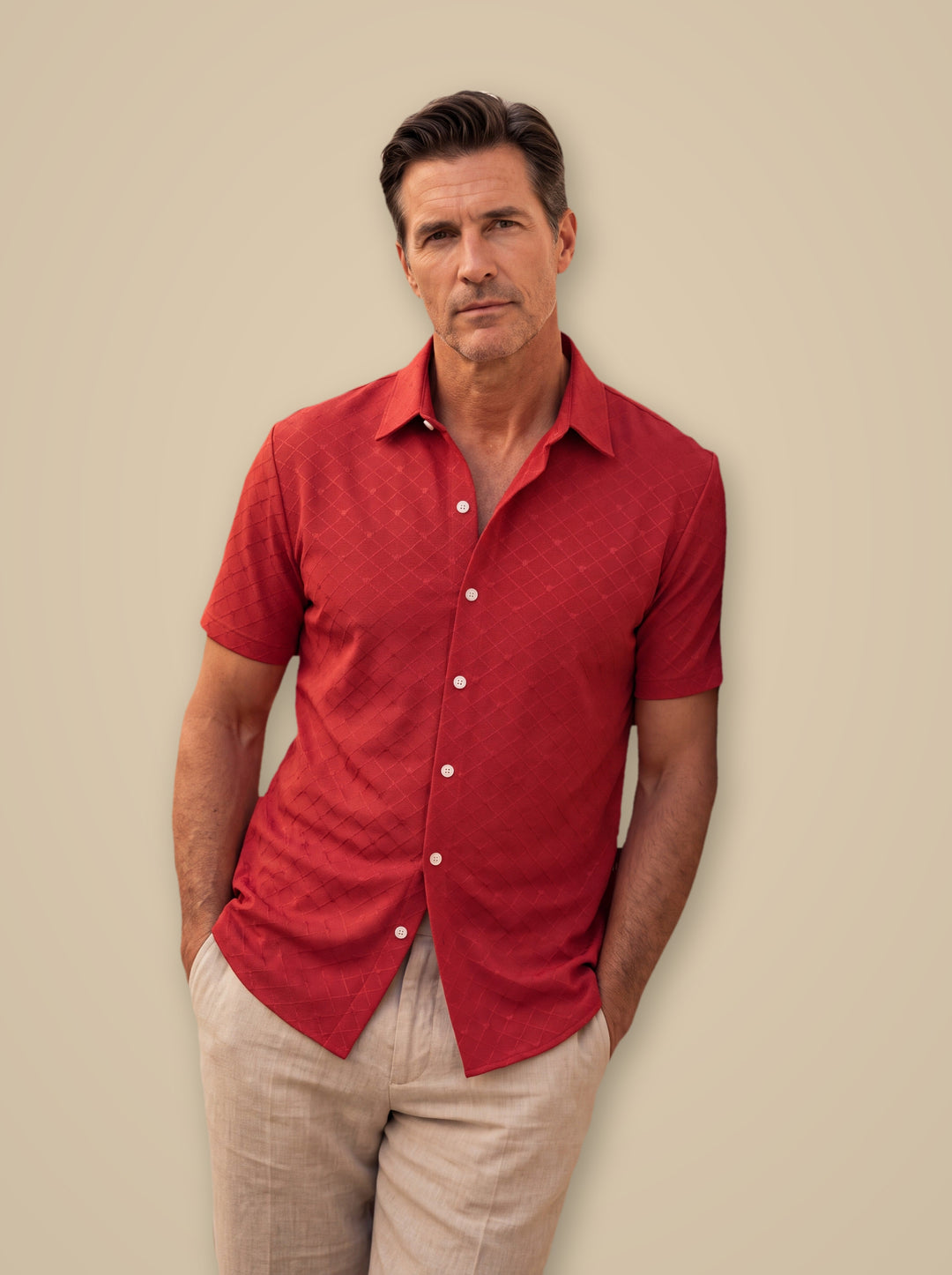 Darrell casual shirt in Red, studio - Gentlemens Manor