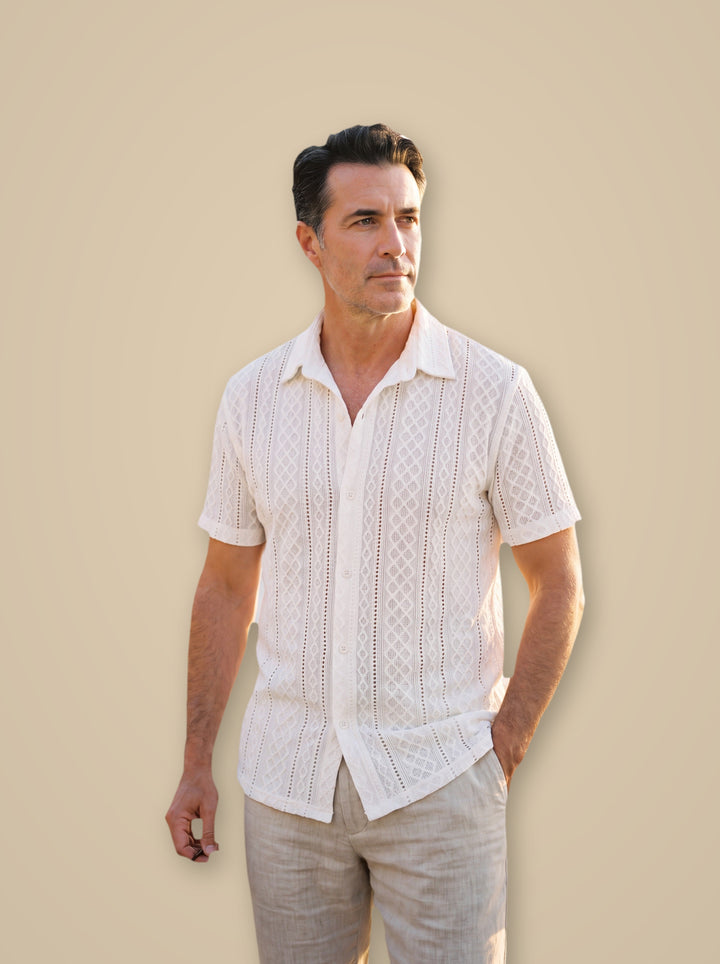 Darrell casual shirt in White, studio - Gentlemens Manor