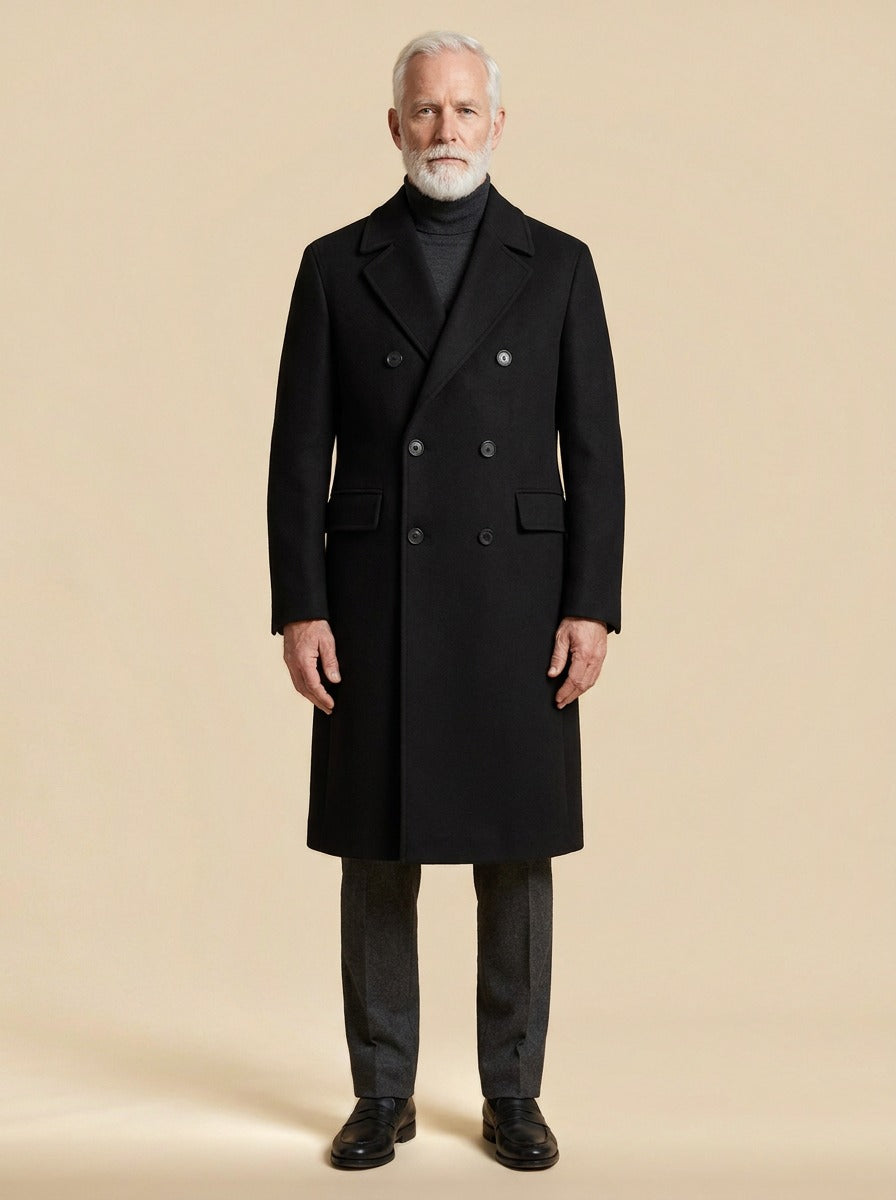 Davenport overcoat in Black, studio, Gentlemens Manor