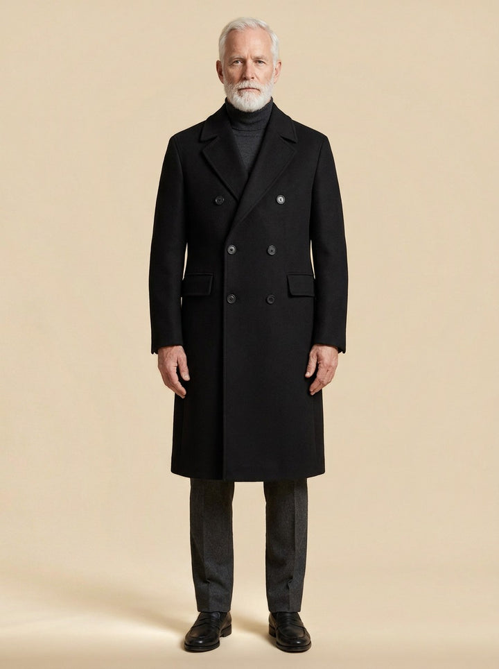 Davenport overcoat in Black, studio, Gentlemens Manor