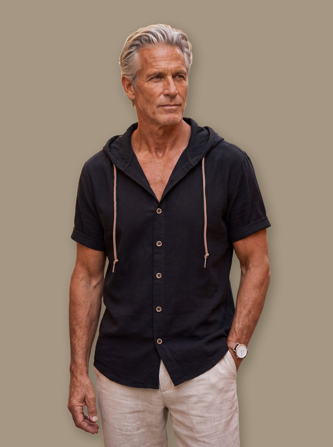 Dawson linen shirt in Black, studio - Gentlemens Manor